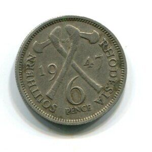 1947 Southern Rhodesia 6p Coin (b757-26)